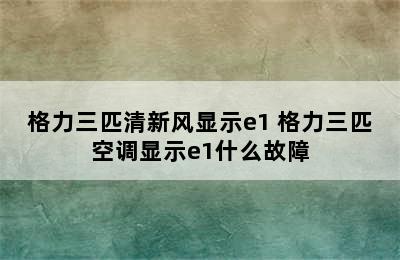 格力三匹清新风显示e1 格力三匹空调显示e1什么故障